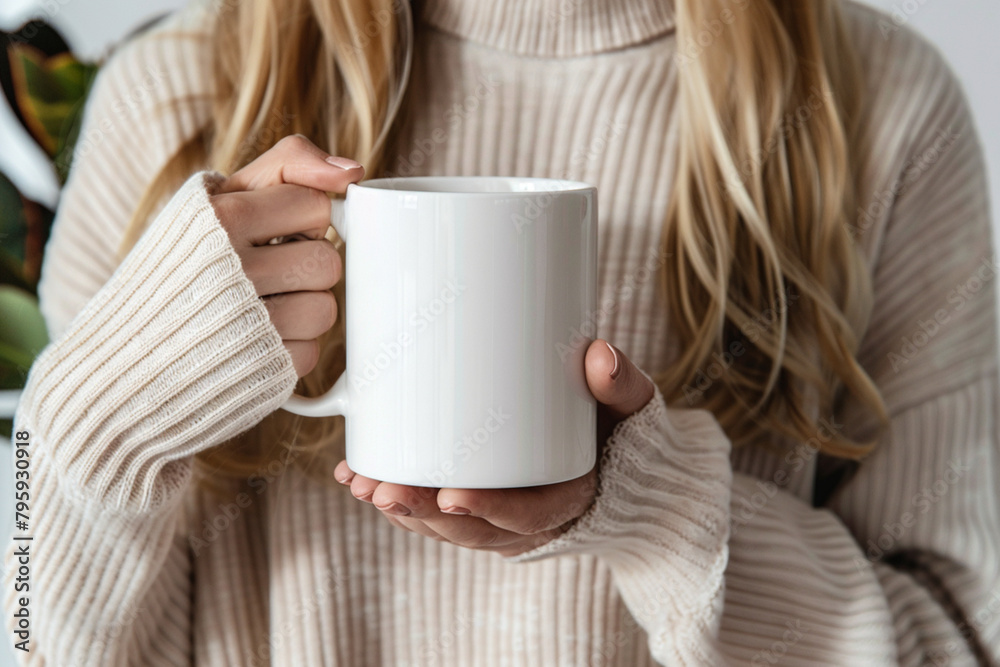 Cup Mockup. Woman with cup of coffee Cup Mockup. Woman with cup of coffee