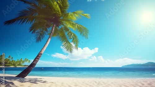 a beach scene and palm trees © Sahnaj