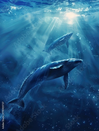 World Oceans Day Poster design  realistic  HD  copy space - generative ai