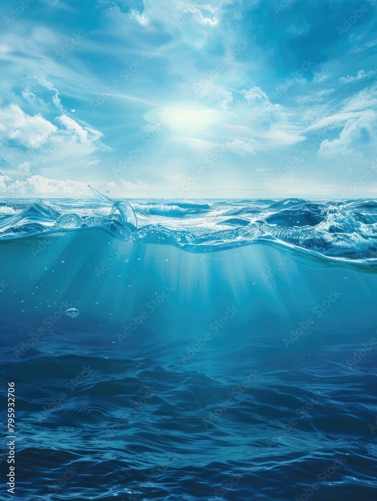 World Oceans Day Poster design, realistic, HD, copy space - generative ai