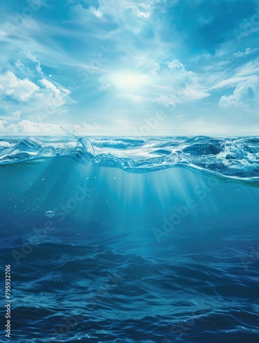 World Oceans Day Poster design, realistic, HD, copy space - generative ai © Nia™