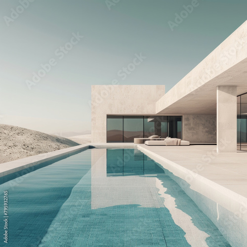 A large house with a pool and a patio © tope007