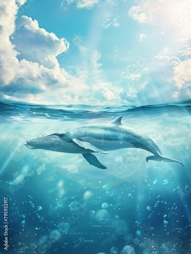 World Oceans Day Poster design, realistic, HD, copy space - generative ai © Nia™