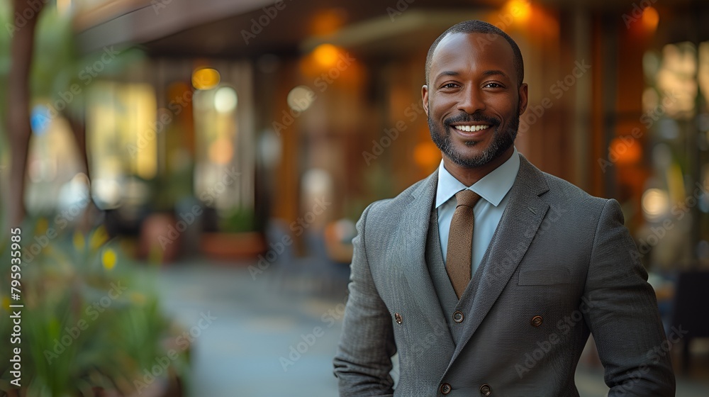 Smiling and confident African-American business executive - close-up shot - office - meeting - CEO - CFO 