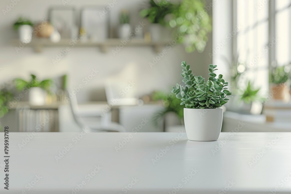 White Table with Blurred Background created with Generative AI White Table with Blurred Background created with Generative AI
