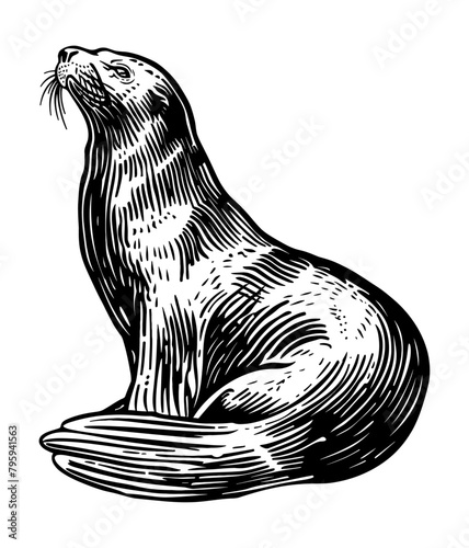 seal engraving black and white outline