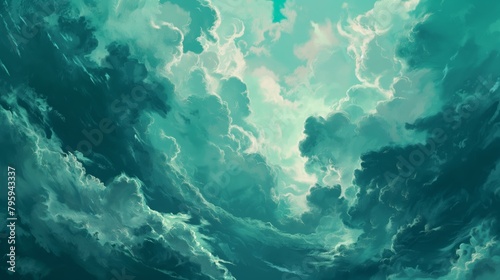 Teal Clouds created with Generative AI Technology  ai  generative