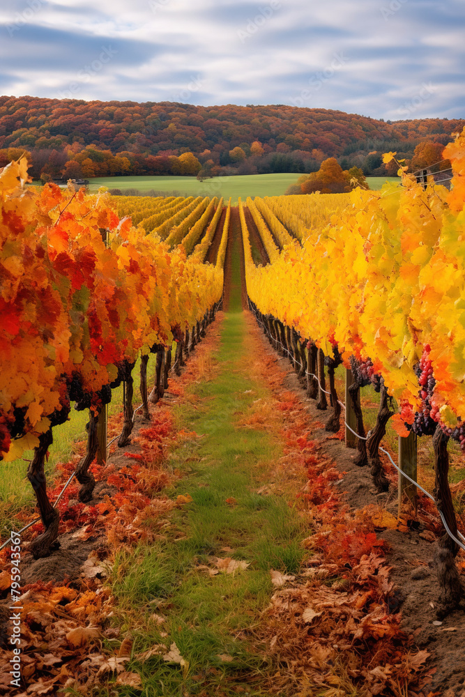 Naklejka premium vineyard at sunset.