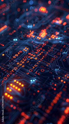 futuristic cyber technology background featuring glowing circuit patterns or binary codes, modern cyber tech wallpaper 