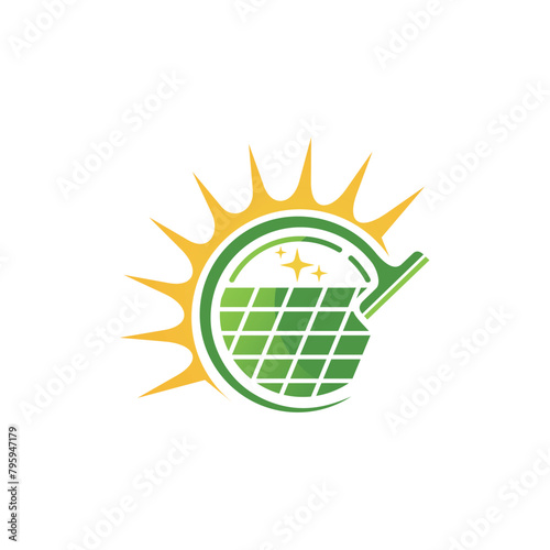 solar panel cleaning service logo vector icon illustration logo vector icon illustration