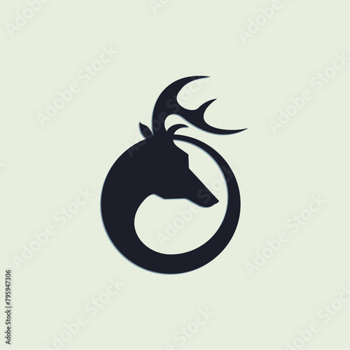 simple abstract deer logo template illustration inspiration in a circle