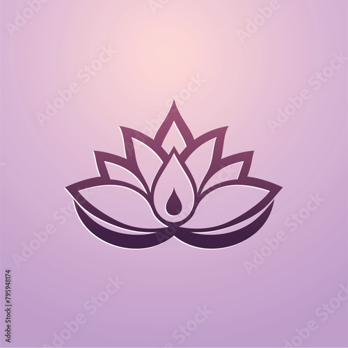 Lotus flower logo. Lotus icon vector design template on dark and pink background in flat and outline style of eco, beauty, spa, yoga, medical.