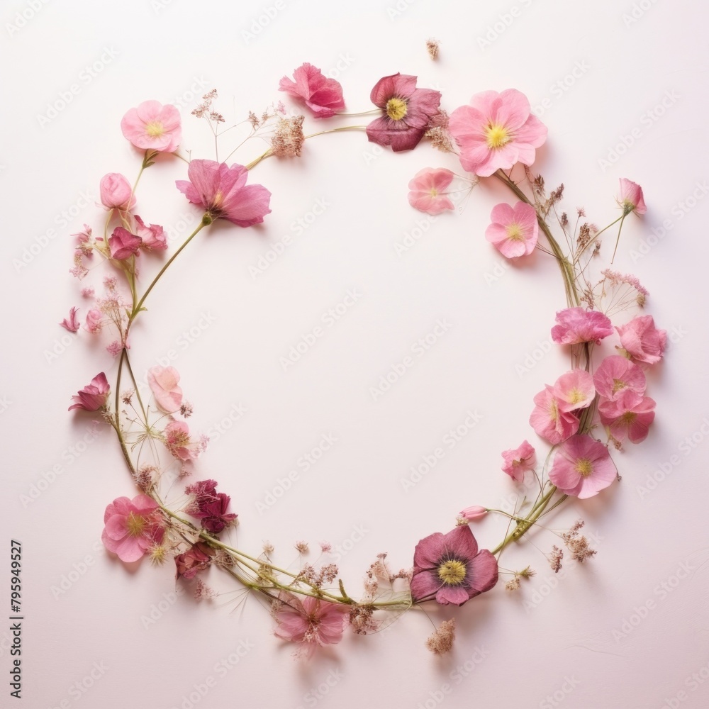 PNG Real pressed pink flowers jewelry circle wreath