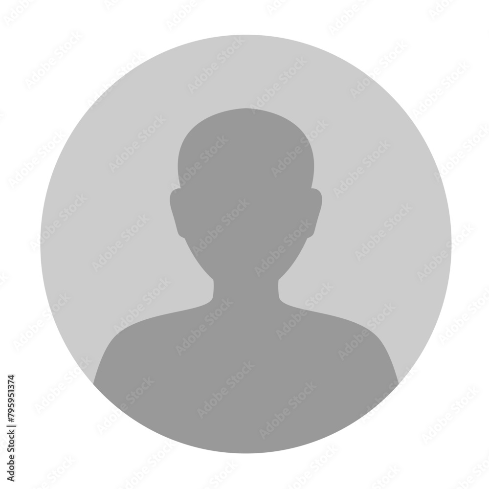 Vector flat illustration in grayscale. Avatar, user profile, person icon, gender neutral silhouette, profile picture.