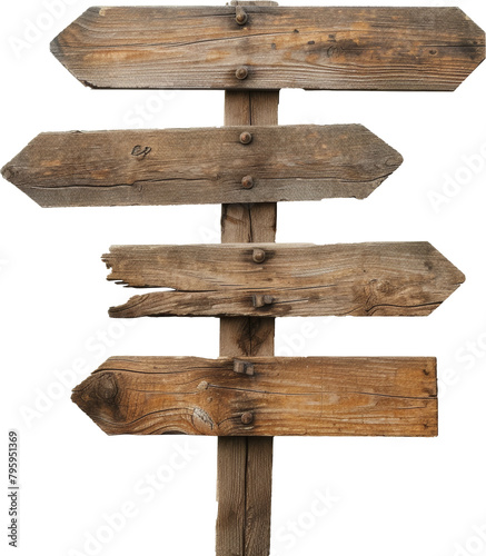 Weathered wooden signpost with multiple directional arrows © cac_tus