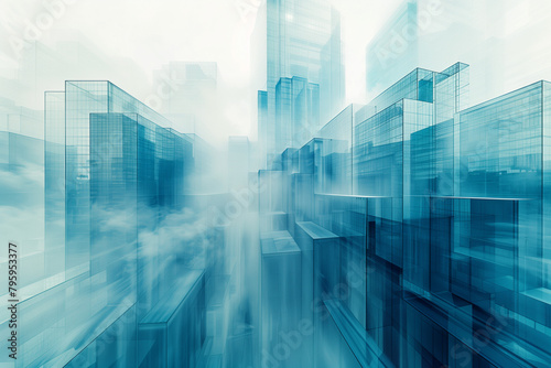 abstract blue buildings background