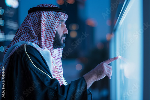 Arab Saudi watching LED screen photo