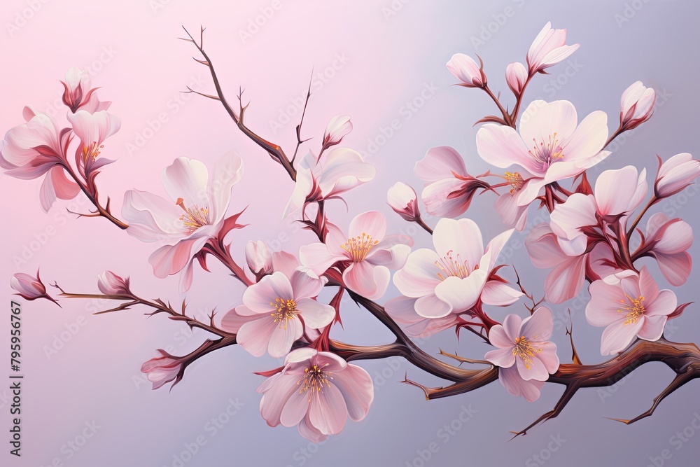 Blossom Pink Spring Gradients: Tranquil Floral Artistry