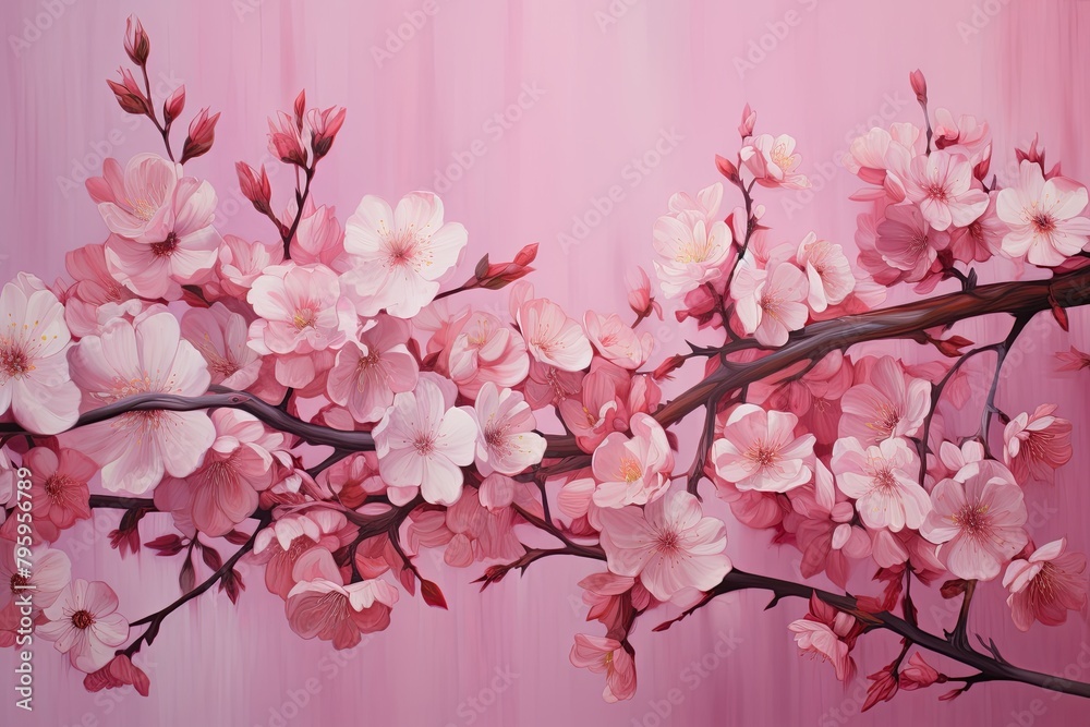 Blossom Pink Spring Gradients: Tranquil Floral Artistry