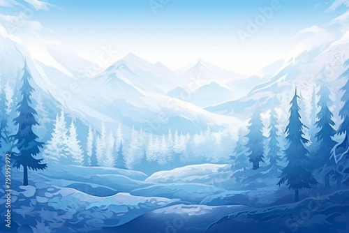 Cool Winter Frost Gradients: Serene Glacier Blue Tones Cascading Beauty.
