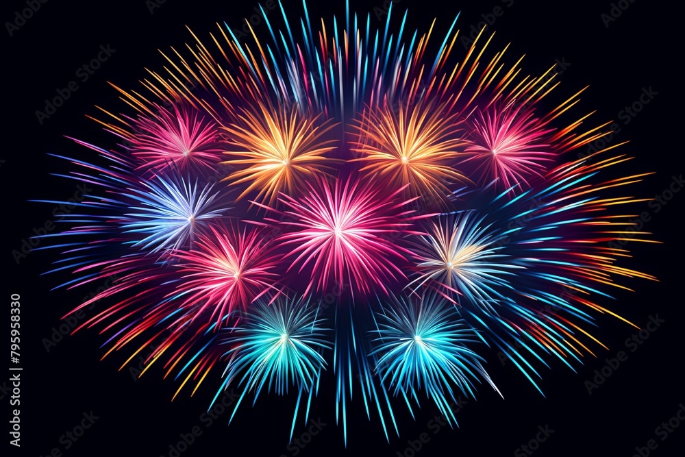 Dazzling Firework Display Gradients: Dynamic Light Show Spectacle