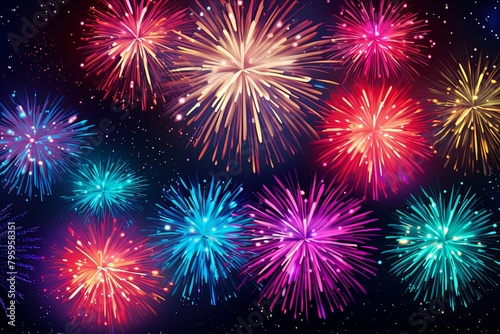 Dazzling Firework Display Gradients - Night Spectacle of Color