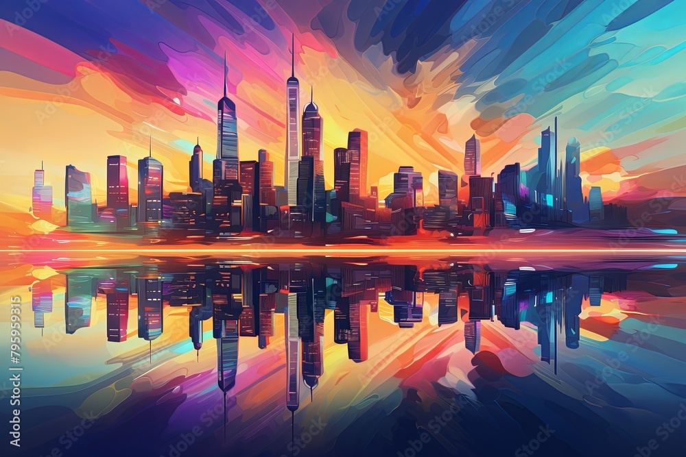 Energetic City Rush Gradients: Fast-Paced Skyline Spectrum Explosion