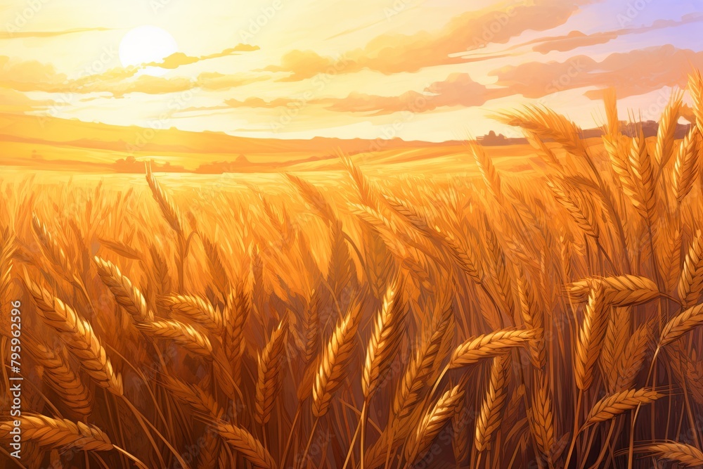 Golden Wheat Fields at Sunset: Radiant Gradients and Glowing Tones Golden Wheat Fields at Sunset: Radiant Gradients and Glowing Tones