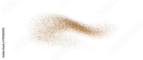 Sand dust powder splash. Flowing speckles and particles wavy texture. Ground grain scatter element. Gritty explosion wind shape for overlay, poster, banner, brochure, leaflet. Vector sandy background