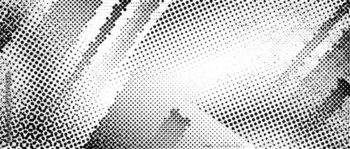 Halftone grunge texture. Distorted rough dirty scratch textured background. Dotted glitch punk wallpaper for banner, poster, flyer, print, overlay, magazine. Distress scuffed vector backdrop