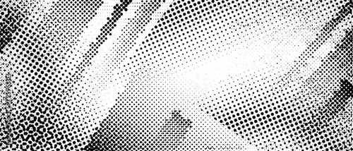 Halftone grunge texture. Distorted rough dirty scratch textured background. Dotted glitch punk wallpaper for banner, poster, flyer, print, overlay, magazine. Distress scuffed vector backdrop