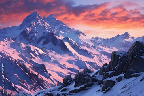 High Alpine Sunrise: Rugged Peak Morning Light Painting Gradients