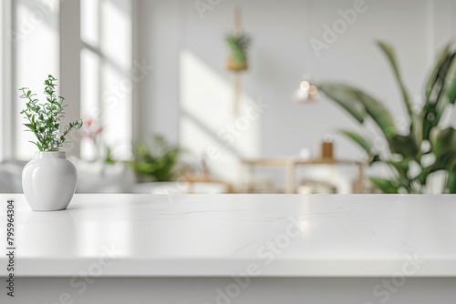 White Table with Blurred Background created with Generative AI