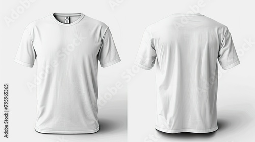 T-shirt mockup. White blank t-shirt front and back views , isolated backgrounds