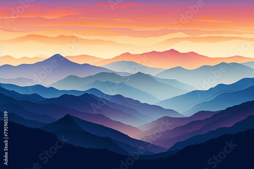 Majestic Mountain Range Gradients: Ethereal Landscape Symphony