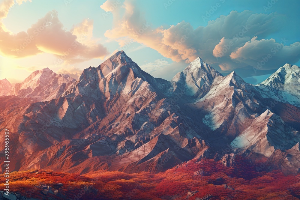 Majestic Mountain Gradients: A Tapestry of Rugged Terrain Textures