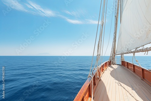 Sailing Ship Shadow on Mediterranean Sea Horizon Gradients