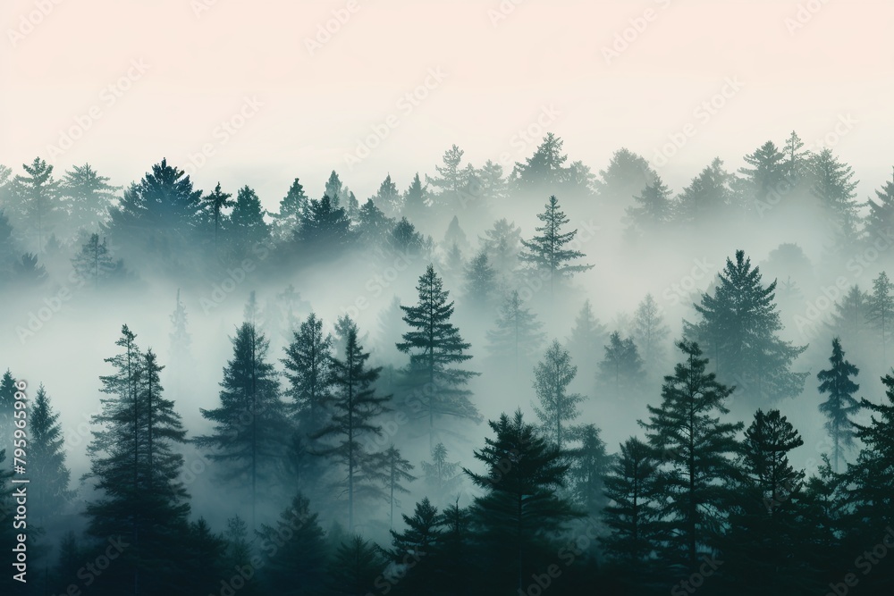 Misty Morning Forest Gradients: Soft Fog Gradation Emanating Serenity