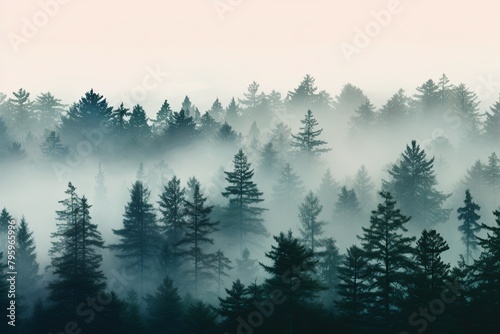 Misty Morning Forest Gradients  Soft Fog Gradation Emanating Serenity
