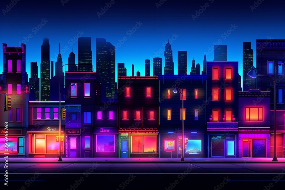 Neon Nights: Metropolitan Streetscape Gradients