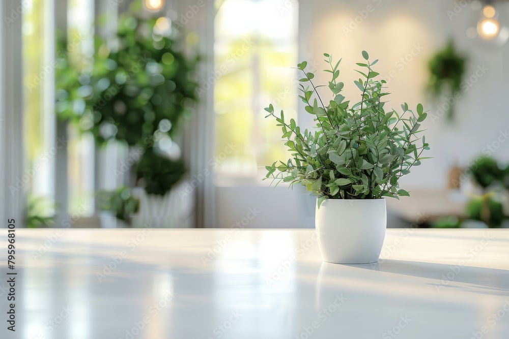White Table with Blurred Background created with Generative AI White Table with Blurred Background created with Generative AI