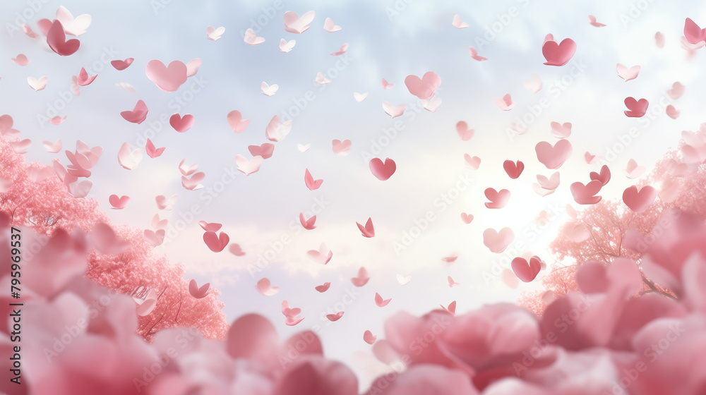A mesmerizing scene with delicate paper hearts floating gracefully among soft pink clouds in a dreamy sky, creating an atmosphere of love and whimsy.
A mesmerizing scene with delicate paper hearts floating gracefully among soft pink clouds in a dreamy sky, creating an atmosphere of love and whimsy.
