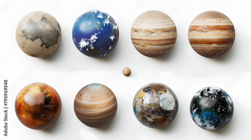 Set of realistic planets isolated on white background Set of realistic planets isolated on white background