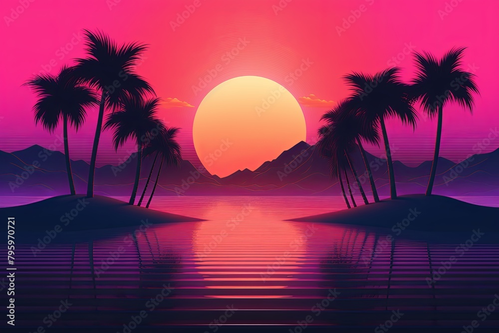 1980s Retro Wave Sunset Gradients: Bask in the Glowing Sunset Vibes 1980s Retro Wave Sunset Gradients: Bask in the Glowing Sunset Vibes
