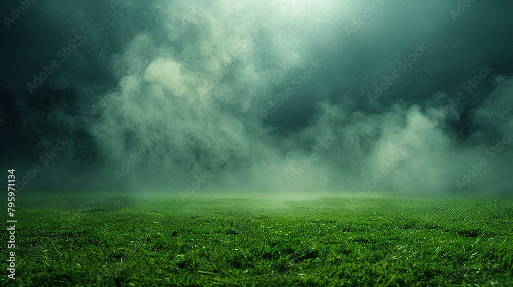 Smoke green background dark ground light smell toxic black bad fog stadium stink mist. Background green grass smoke cloud fart soccer night field dust poison potion floating sport transparent dirty
