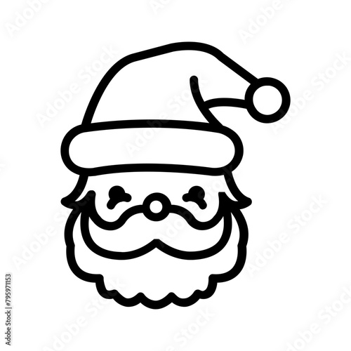 Vector black line icon for Santa clause
