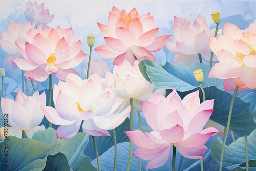 Serene Lotus Pond Gradients: Tranquil Aquatic Bloom Hues