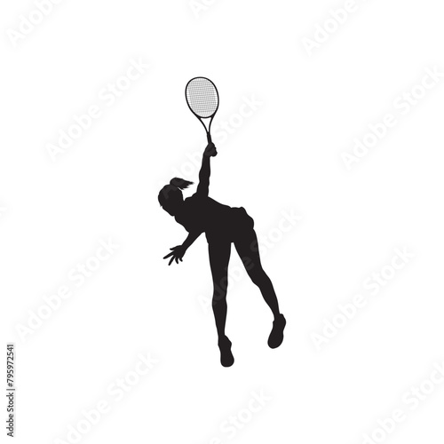 tennis player vector silhouette isolated on white background. Sport tennis silhouette isolated. Man recreation after work, anti stress therapy.