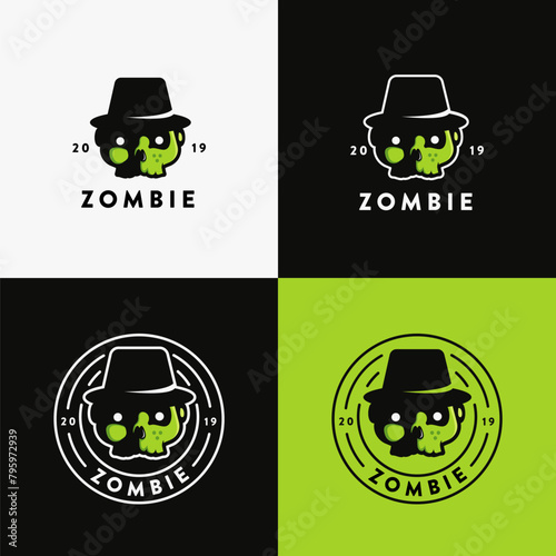 Set of zombie skull head logo icon vector illustration