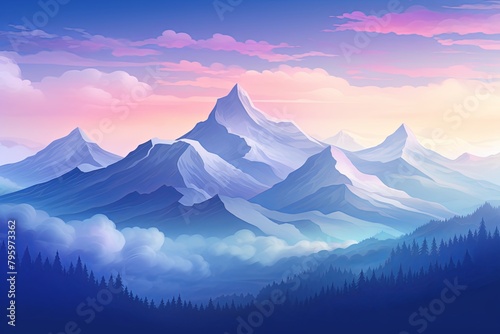 Snowy Mountain Cap Gradients  Crystal Peak Tones - Ethereal Winter Majesty